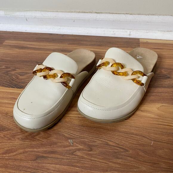 VIONIC Georgie Chain Detail Mule Clog Cream Leather Size 7.5 - Picture 11 of 11